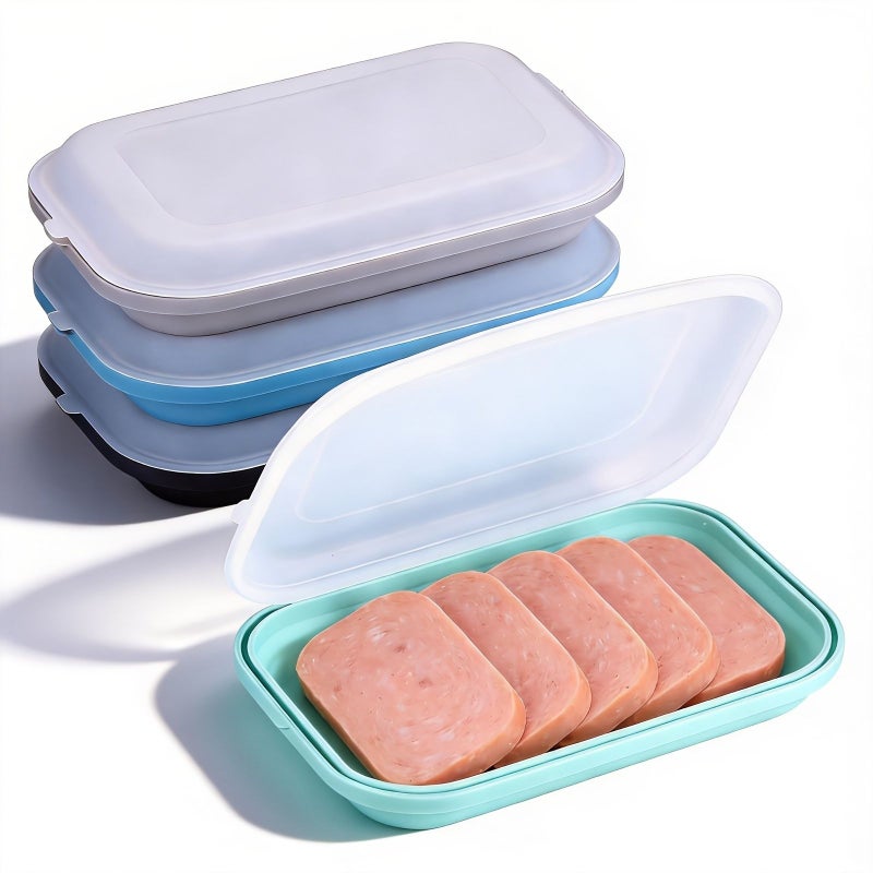 Set Of 4 Black Silicone Airtight Food Storage Containers With Lids Portable - Image 1