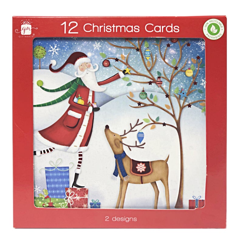 GIFTMAKER Christmas Card Santa & Friends - 12 pcs - Image 3
