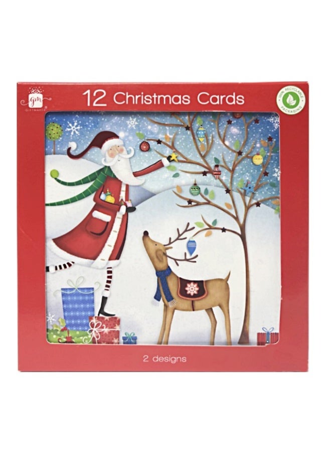 GIFTMAKER Christmas Card Santa & Friends - 12 pcs - Image 1