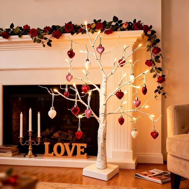HipTree Mini Valentines Day Christmas Tree Ornaments Decorations,20ct 1.18 Inch Pink Red White Heart Shaped Ornaments Set for Tree,Baubles for Valentine's Day, Christmas, Wedding & Anniversary Party - Image 3