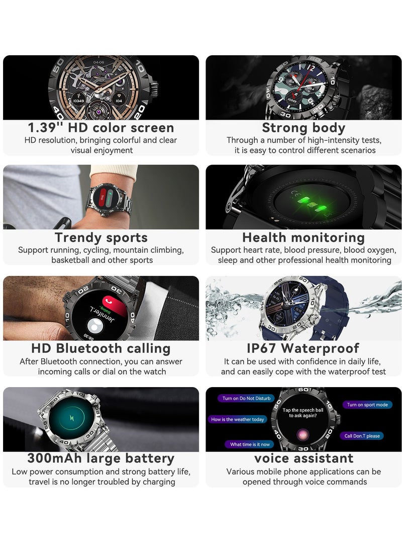 RollsTimi  Men's Smartwatch With Heart Rate,Blood Oxygen,Sleep Monitor,IP67 Waterproof Bluetooth Calls,Fitness Tracker Sports Smart Watch For Android IOS  - Image 3