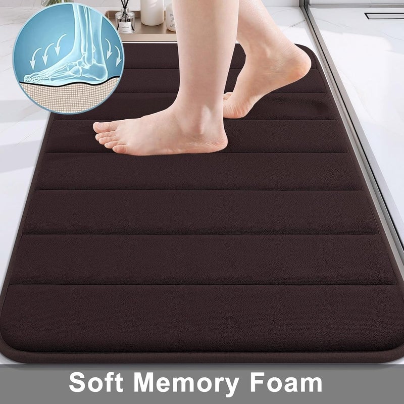 Buganda Memory Foam Bath Mat, 47" x 17", Ultra Soft and Non-Slip Bathroom Rugs, Water Absorbent and Machine Washable Bath Rug Runner for Bathroom, Shower, and Tub, Brown - Image 3