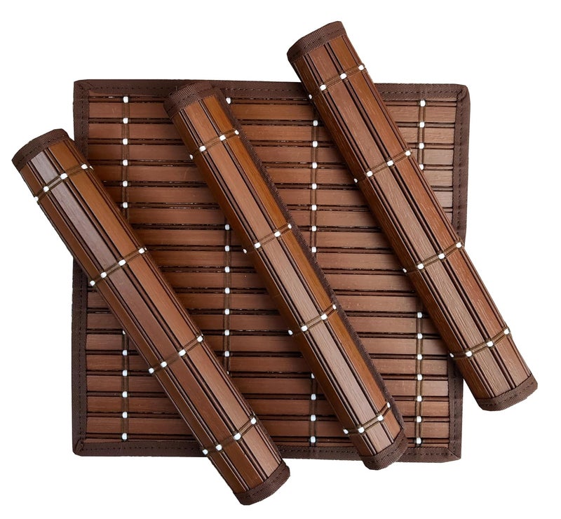 Saffron Decors Heat Resistant Waterproof 2mm Thick PVC Placemats for Dining TableEcoFriendly Colorful Place Mats for Dining Table Dining Table Mate 4Pcs Brown 12x12 inch - Image 4