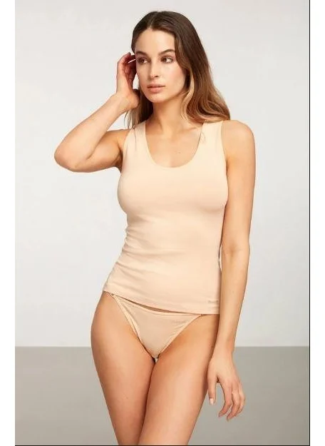 كوم Basic Singlet Cotton Thick Strap Athlete - Tan