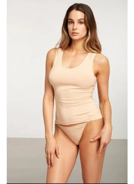 كوم Basic Singlet Cotton Thick Strap Athlete - Tan