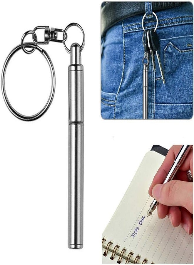 Jizlan 1Pc Retractable Mini Pen, Metal Tool Retractable Pocket Keychain Dad Gadgets, Birthday, Christmas for Students, Office Staff, Construction Workers Car Keychains Office School Supplies - Image 2