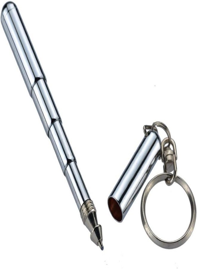 Jizlan 1Pc Retractable Mini Pen, Metal Tool Retractable Pocket Keychain Dad Gadgets, Birthday, Christmas for Students, Office Staff, Construction Workers Car Keychains Office School Supplies - Image 3