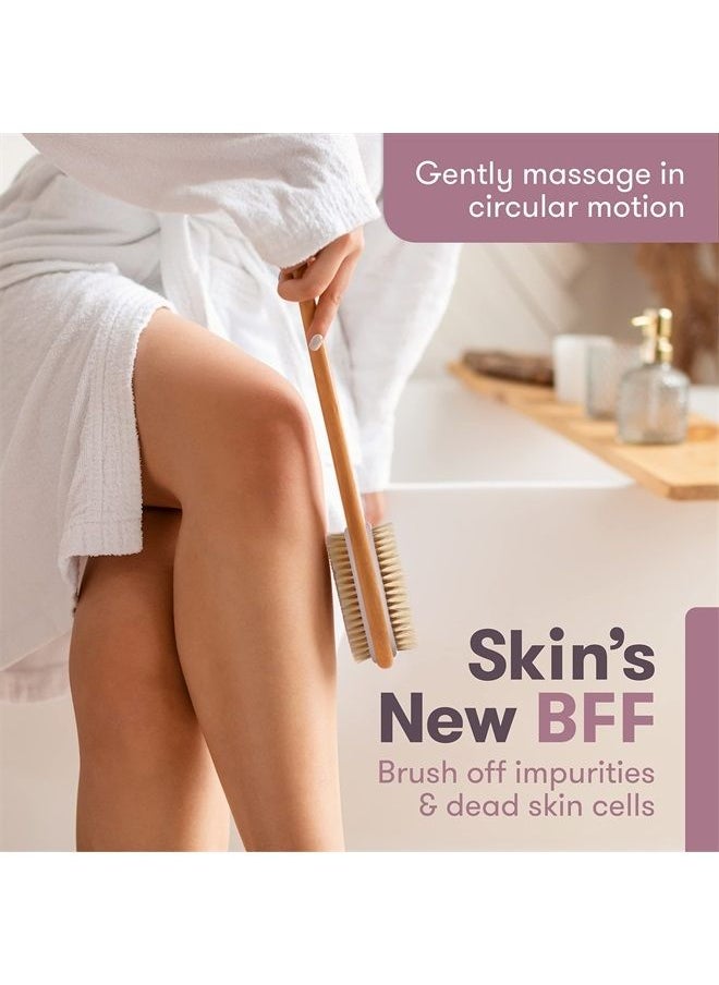 Nellam Dry Body Brush - Exfoliating Body Scrub Brush for Bath and Shower w/Thick Bristles for Lymphatic Drainage, Cellulite and Skin Health