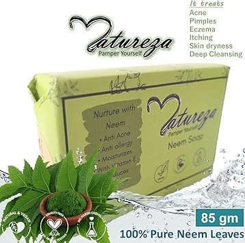 Natureza Organic Neem soap Herbal Handmade Anti acne 90g - Image 2