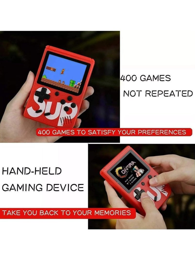 "SUP GAMEBOX 400-in-1 Retro Gaming Console – Classic Single Player Handheld (Red)"