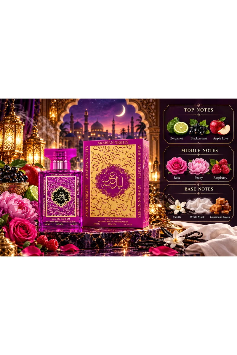 mahabub Arabian Nights Purple Eau De Parfum 100ml | Fruity, Floral & Sweet Fragrance