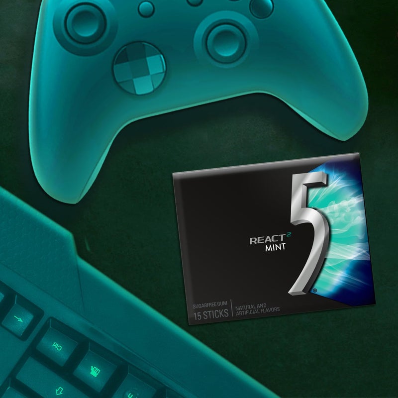 5 GUM React Mint Sugar Free Chewing Gum Bulk, 15 Stick (10 Pack) - Image 3
