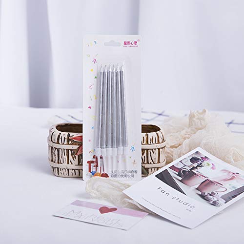 Balloonistics Silver Long Stick Candle Metallic Cake Cupcake Candles Cake Candles for Birthday, Wedding Party and Cake Decoration Pack of 6 - Image 3