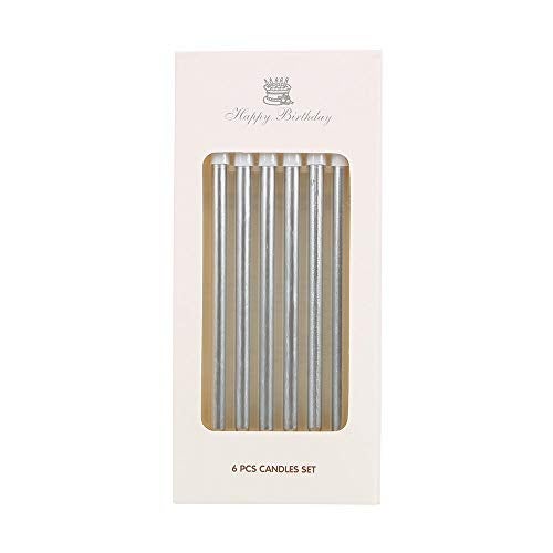 Balloonistics Silver Long Stick Candle Metallic Cake Cupcake Candles Cake Candles for Birthday, Wedding Party and Cake Decoration Pack of 6 - Image 4