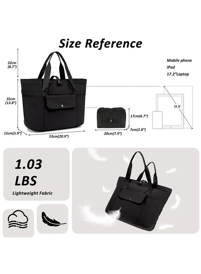 TANTOMI Large Tote Bag for Women,Lightweight Puffer Tote Handbags with Zipper,Shoulder Handbag for School, Travel,Work, Black, One size - Image 5