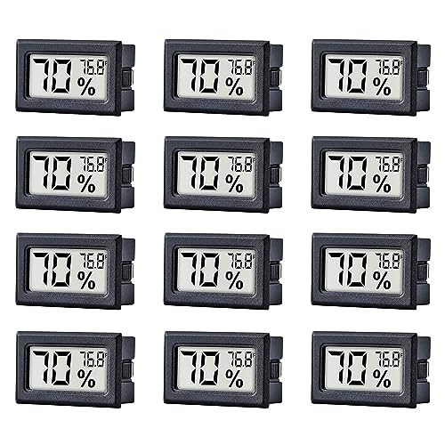 Pgzsy 12 Pack Pgzsy Mini Small Digital Electronic Temperature Humidity Meters Gauge Indoor Thermometer Hygrometer LCD Display Fahrenheit (℉) for Humidors, Greenhouse, Garden - Image 1
