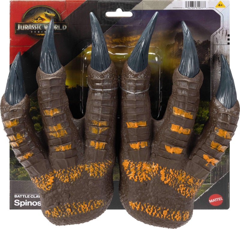 JURASSIC WORLD Mattel Jurassic World Rebirth Spinosaurus Battle Claws, Dinosaur Soft Plastic Role Play Handwear, 10.8-Inch Long Costume Pair, Stretchy Strap - Image 1