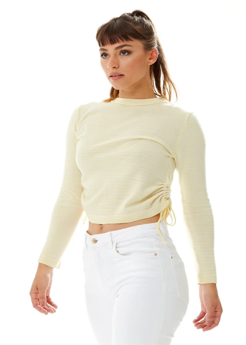 Liquorish Yellow and White Stripes Top
