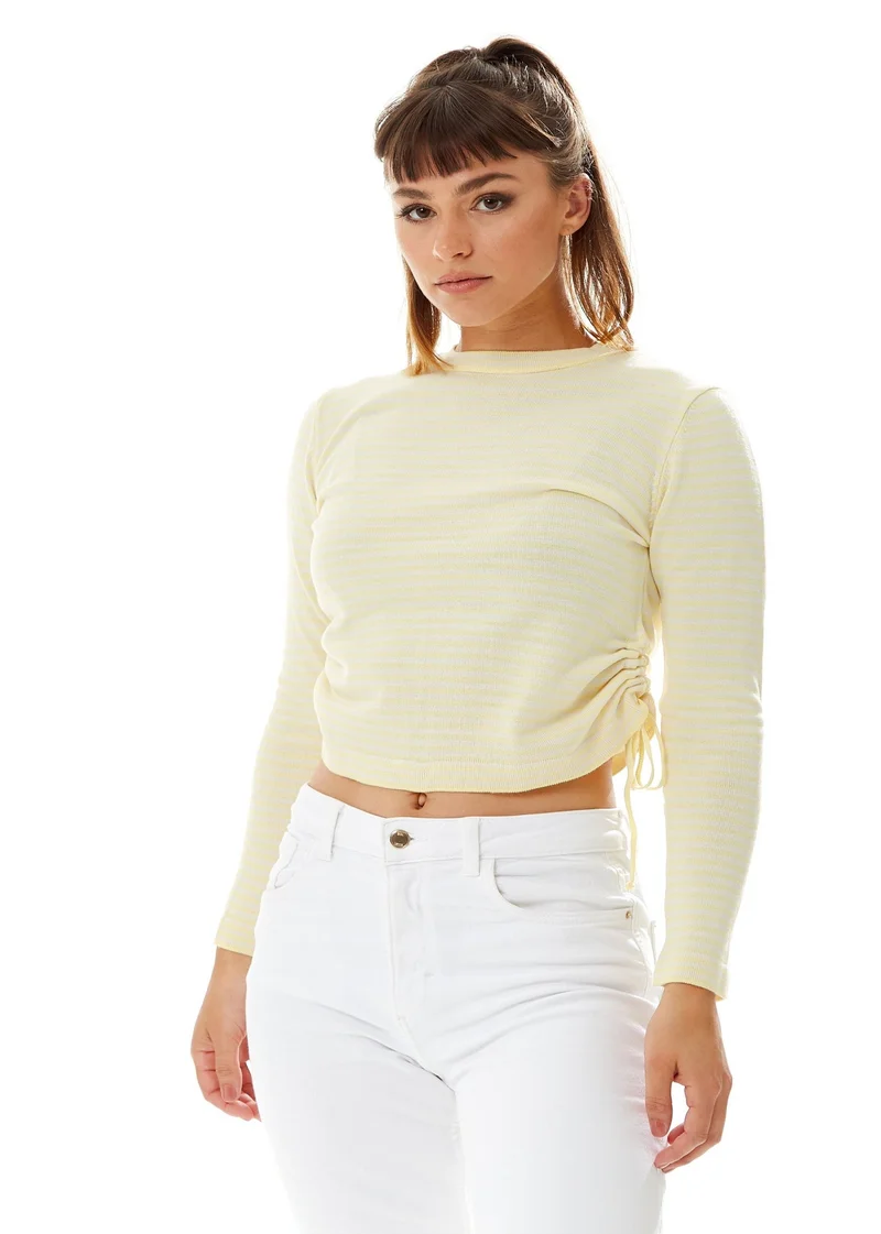 Liquorish Yellow and White Stripes Top