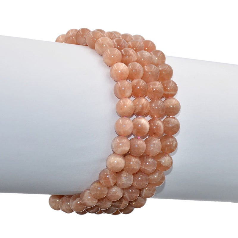 AD Beads Natural Gemstone Round Beads Stretch Bracelet Healing Reiki 8mm (Sunstone) - Image 3