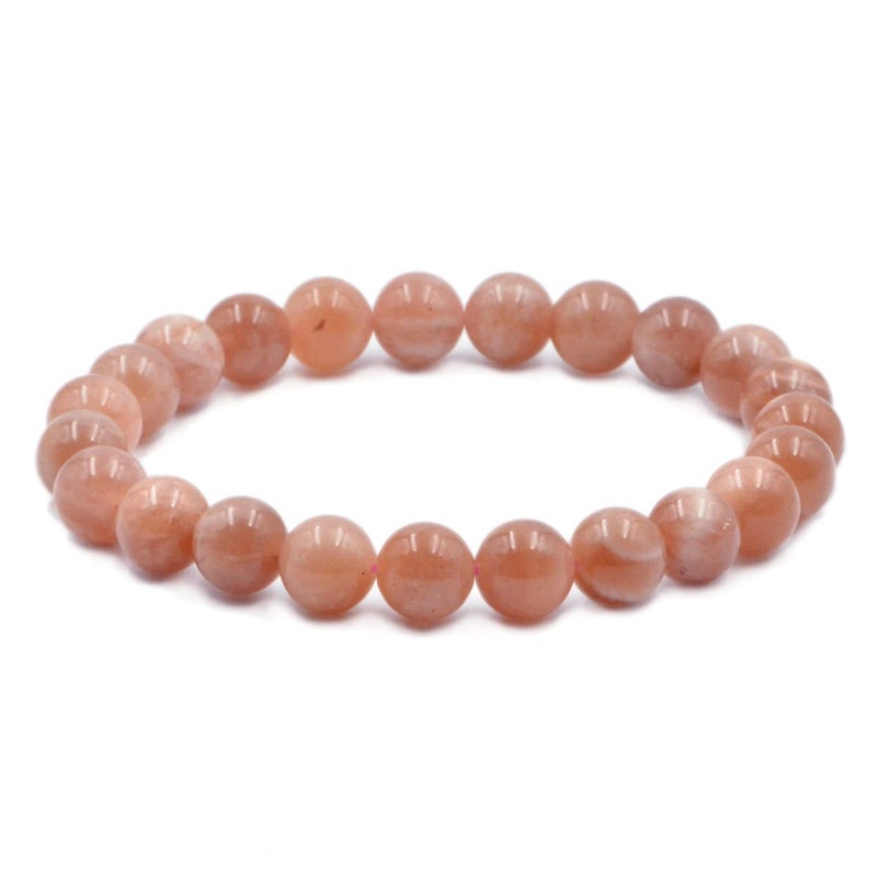 AD Beads Natural Gemstone Round Beads Stretch Bracelet Healing Reiki 8mm (Sunstone) - Image 1
