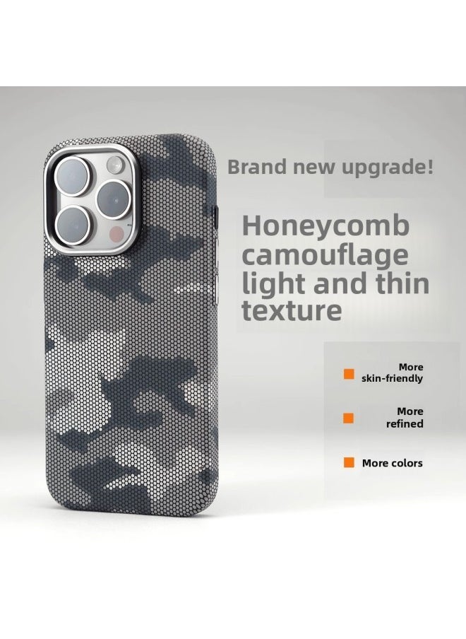 Generic - Camouflage Carbon Fiber IPhone16 Phone Case Kevlar 14 Magnetic Apple 15ProMax Protective Case-Color:Camouflage Green (metal Lens Frame + Magnetic Suction) [no.: Lf75]-Applicable Models:iPhone 16 - Image 1