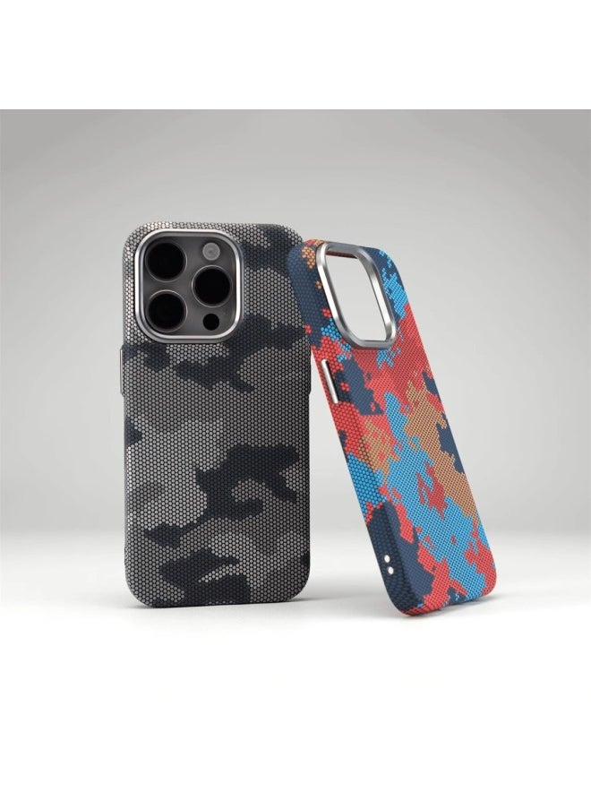 Generic - Camouflage Carbon Fiber IPhone16 Phone Case Kevlar 14 Magnetic Apple 15ProMax Protective Case-Color:Camouflage Green (metal Lens Frame + Magnetic Suction) [no.: Lf75]-Applicable Models:iPhone 16 - Image 1