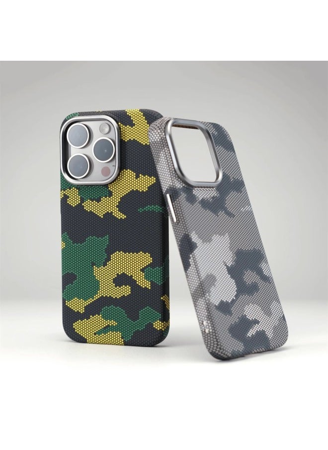 Generic - Camouflage Carbon Fiber IPhone16 Phone Case Kevlar 14 Magnetic Apple 15ProMax Protective Case-Color:Camouflage Green (metal Lens Frame + Magnetic Suction) [no.: Lf75]-Applicable Models:iPhone 16 - Image 1
