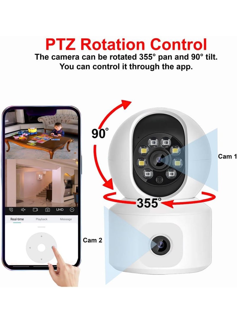 SOLARAE Indoor Camera, Dual Lens 2K 3MP Pet Camera, Home Security Camera, Baby Monitor, Dog Camera, blink indoor camera, Motion Detection, 2 Way Audio, Colour Night Vision, PTZ 360°, 2.4ghz - Image 3