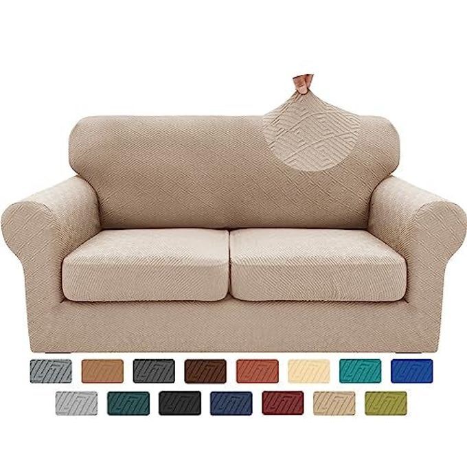 2025 NEW 3 PIECES COUCH COVERS FOR 2 CUSHION SOFA SUPER STRETCH LOVESEAT SLIPCOVER PET DOG UNIVERSAL SLIP COVER ANTI SLIP LOVE SEAT FURNITURE PROTECTOR KHAKI 5569