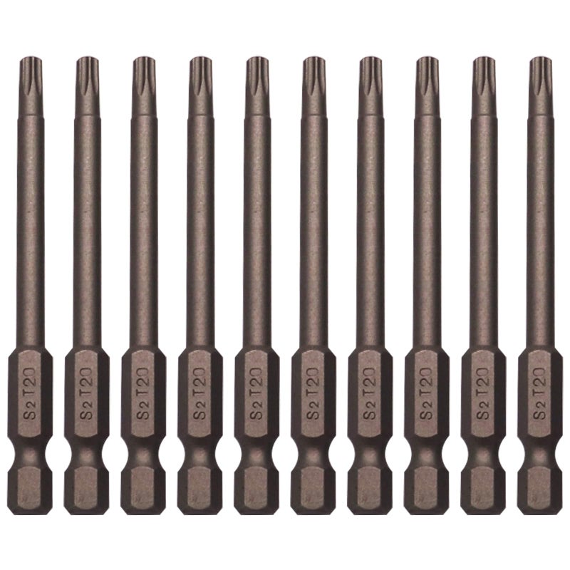 Sipery Torx Bit Set 10Pcs Tamper Proof Security Bit Magnetic Torx Star Screwdriver Set S2 Steel 1/4" Hex Shank T20 Security Screwdriver 3 Inch Long