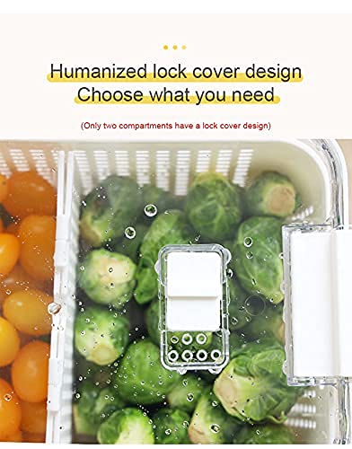 RGKJAS Fridge Storage Box Refrigerator Fresh Vegetable Fruit Boxes Drain Basket Storage Containers with Lid Kitchen Tools Organizer 1.7 Liter - Image 2
