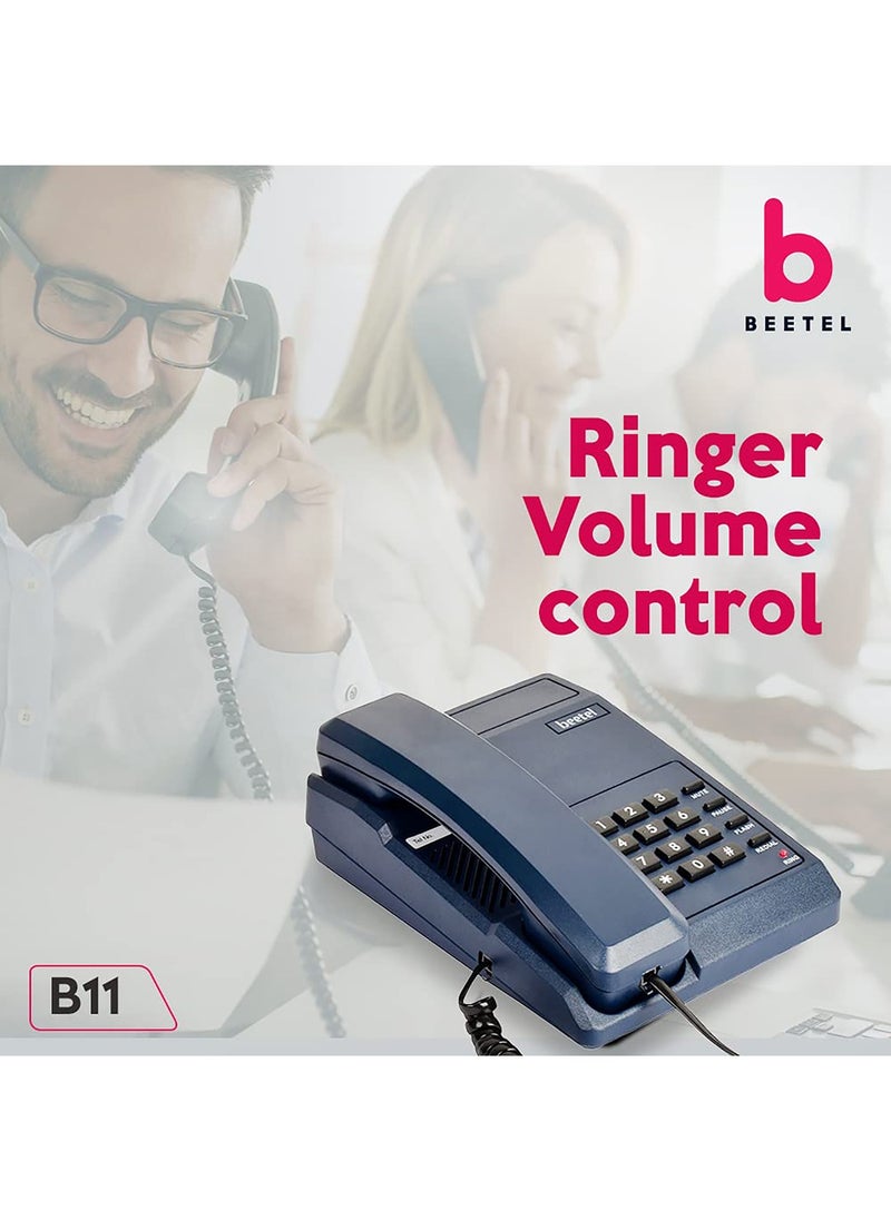 Beetel - Beetel B11 Corded Landline Phone, Ringer Volume Control, LED for Ring Indication, Wall/Desk Mountable, Classic Design, Clear Call Quality, Mute/Pause/Flash/Redial Function (Made in India)(Blue)(B11) - Image 1