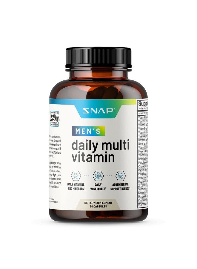 Snap Supplements Men's Multivitamins - Daily Vitamins & Minerals for Men - Vitamin D, B12, Zinc, Herbs & Vitamin C for Energy & Immune Support, Multivitamin for Men, 60 Capsules - Image 1
