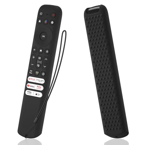 AKSHFETH Silicone Remote Cover for TCL RC813 FMB1/RC923 FMB3 Smart TV Remote Silicone Protective Case for TCL RC813 Remote Control Cover with Lanyard (Black) - Image 1