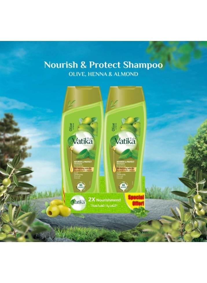 Vatika Naturals Nourish & Protect Shampoo (2x350ml) | Enriched with Olive & Henna Extracts | For Normal Hair | With Nourishing Vatika Oils | Super Value Pack of 2 - Image 2