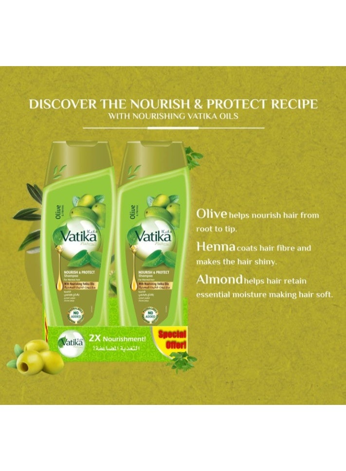 Vatika Naturals Nourish & Protect Shampoo (2x350ml) | Enriched with Olive & Henna Extracts | For Normal Hair | With Nourishing Vatika Oils | Super Value Pack of 2 - Image 3