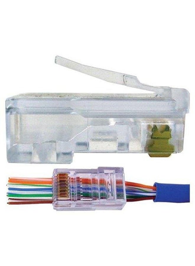 UbiGear 100 Pcs CAT5e RJ45 Pass-Through Network Cable Modular Plug 8P8C Gold-Plated Connector End - Image 1