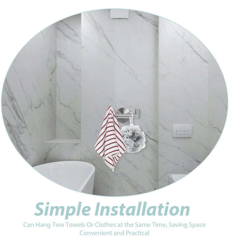 Stainless Steel Double Bathroom Towel Hooks Wall Mounted Space Saving Shower Hook - Image 4