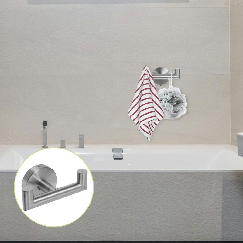 Stainless Steel Double Bathroom Towel Hooks Wall Mounted Space Saving Shower Hook - Image 5