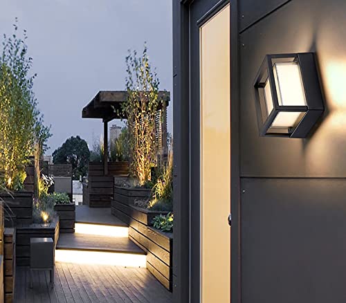 Groeien Waterproof Metal Covered 5W LED Modern Acrylic Outdoor and Indoor Garden Wall Lamp Fixture (Warm White) (New Square) - Image 2