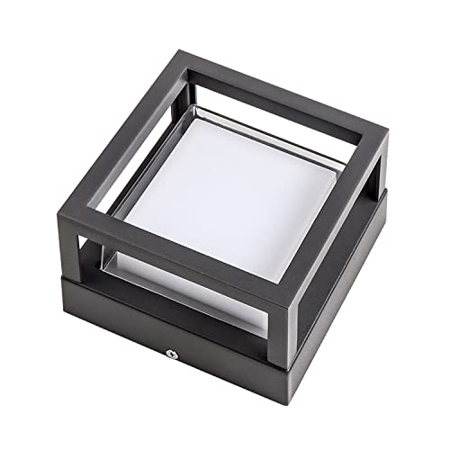 Groeien Waterproof Metal Covered 5W LED Modern Acrylic Outdoor and Indoor Garden Wall Lamp Fixture (Warm White) (New Square) - Image 5