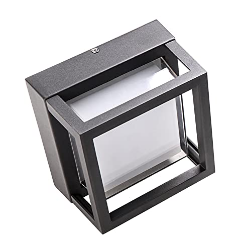 Groeien Waterproof Metal Covered 5W LED Modern Acrylic Outdoor and Indoor Garden Wall Lamp Fixture (Warm White) (New Square) - Image 1