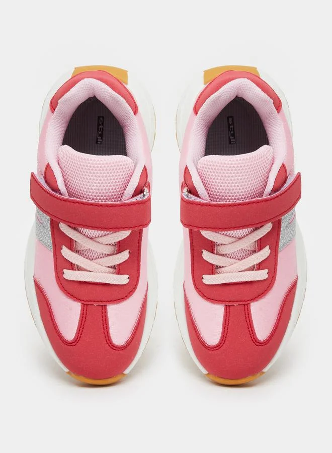 Styli Styli Panelled Sneakers with Hook and Loop Closure