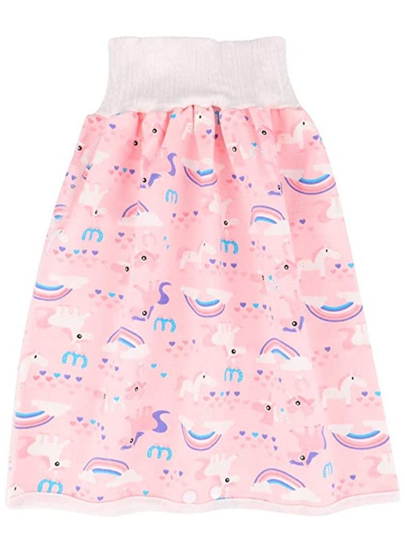 Unicorn Diaper Skirt Short, 2 in 1 for Kids, Diaper Skirt Potty Training for Toddlers, Anti Bed-Wetting Washable Reusable Cotton Bamboo Fiber Waterproof Bed Clothes, for 0-4 Year Old Baby Girls Boys  - Image 1