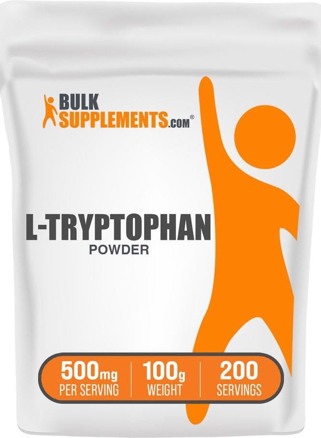 BULKSUPPLEMENTS.COM L-Tryptophan Powder - Amino Acids Supplement for Mood Support - 500mg of L-Tryptophan Powder per Serving, 200 Servings - Unflavored, Gluten Free (100 Grams - 3.5 oz) - Image 1