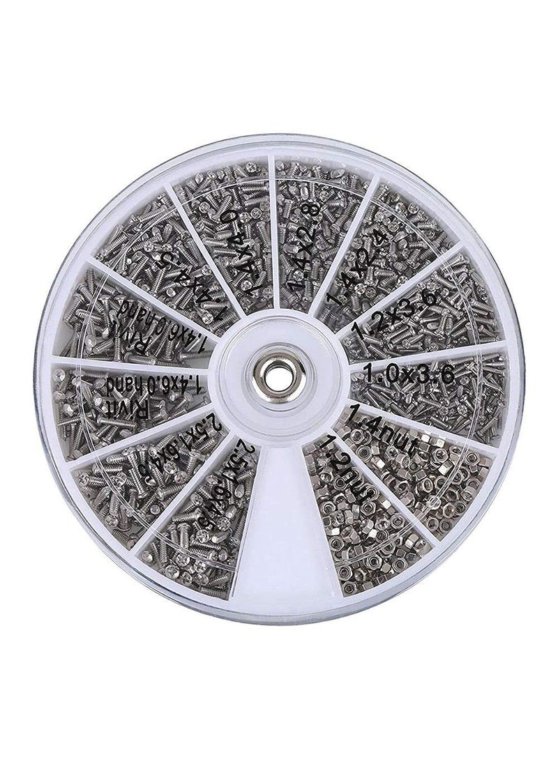 DIY Crafts DIY Crafts CTDIYHI24330 1000 PCS Screws Nuts Repair Kits 12 Kinds Stainless Steel Tiny Hex Assortment Kit Screwdriver  - Image 1