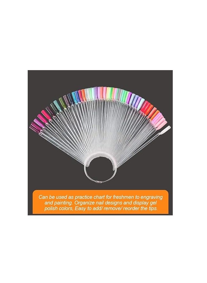 Generic 50 Pcs Nail Swatch Sticks with Ring and Numbered Tips Clear Fan shaped Display for Nail Art Polish Practice - Image 2