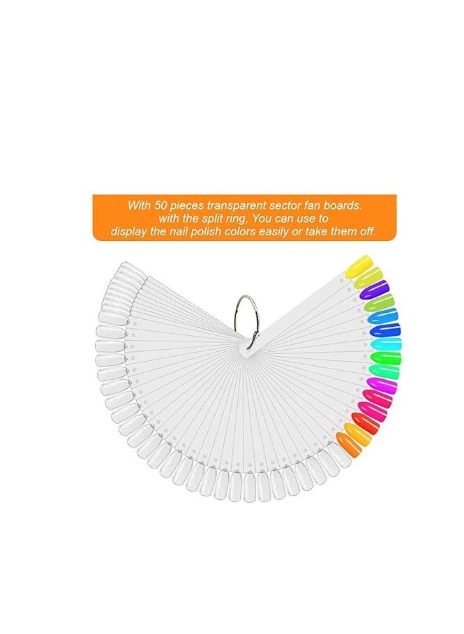 Generic 50 Pcs Nail Swatch Sticks with Ring and Numbered Tips Clear Fan shaped Display for Nail Art Polish Practice - Image 4