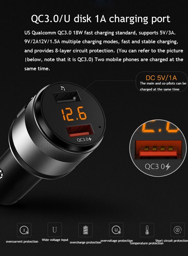 Arabest FM Transmitter for Car Bluetooth 4.2, PD 20W & QC3.0 18W Fast Car Charger, Wireless FM Radio Car Kit Bluetooth Car Adapter, Noise Cancelling Hands-Free Call, Hi-Fi Music, 5.0 Version - Image 3
